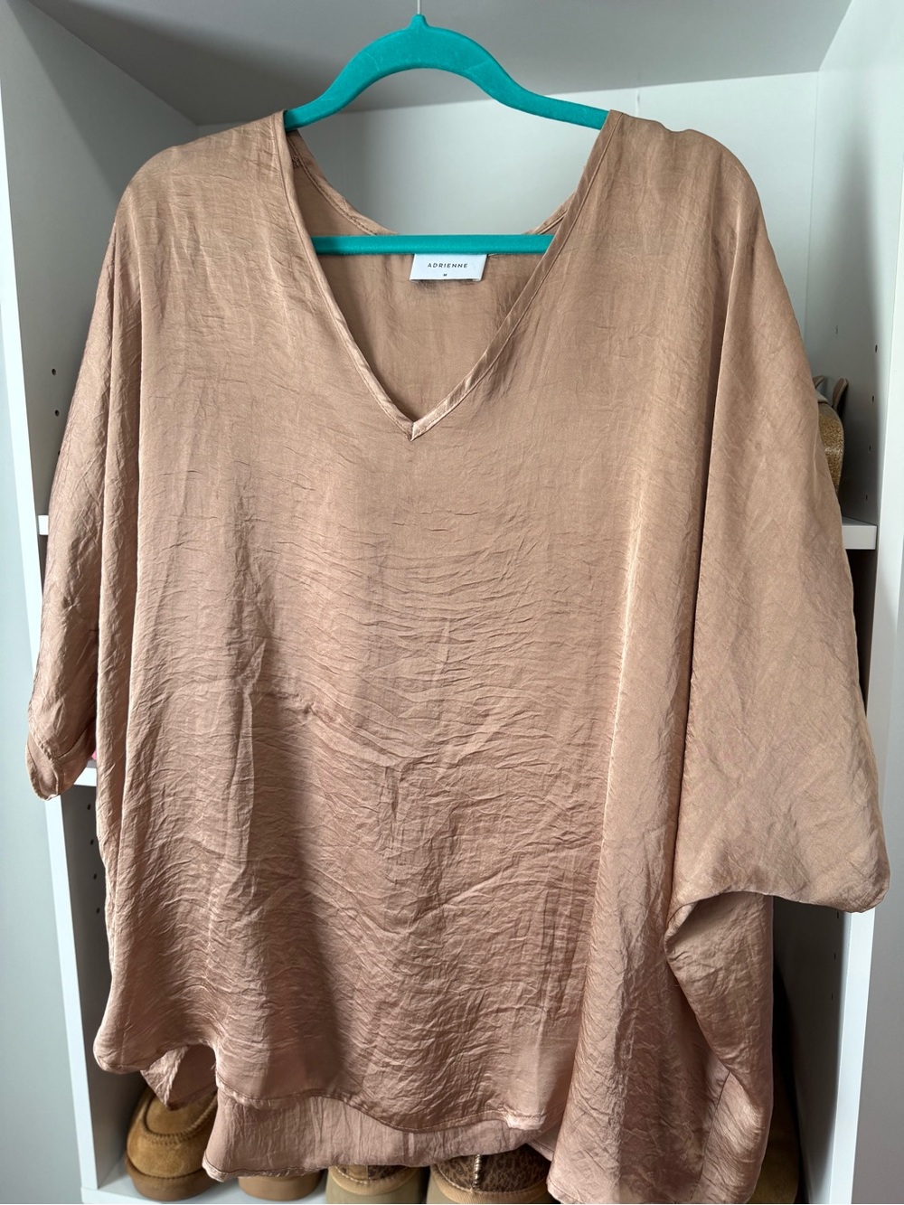 Mocha Tan Silky V-Neck Dolman Top